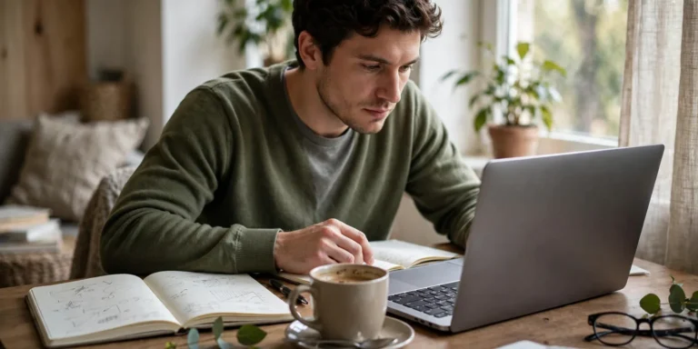 Person studying investment basics on a laptop at home